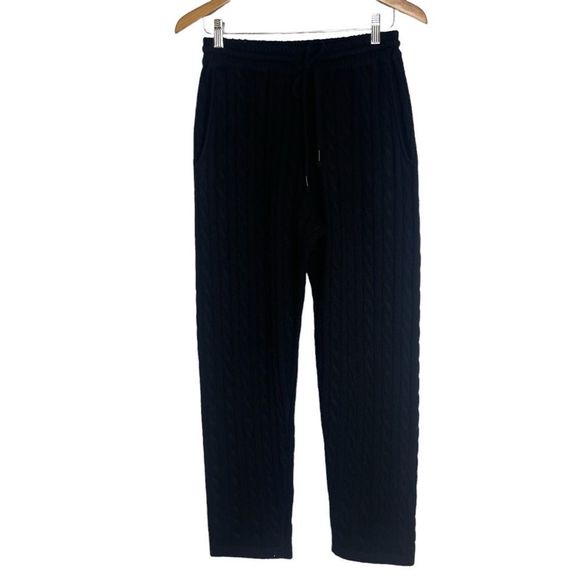 Grey Ven Herries Cable Lounge Pants Size Medium Black Cable Knit Luxury Sweats - Picture 5 of 15